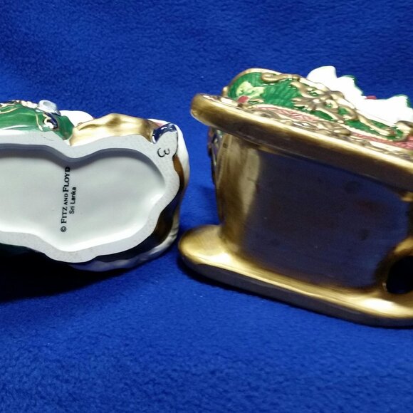 Fitz & Floyd Florentine Christmas Sugar Bowl and Creamer Set 1998 PreOwned AS IS - Picture 10 of 10
